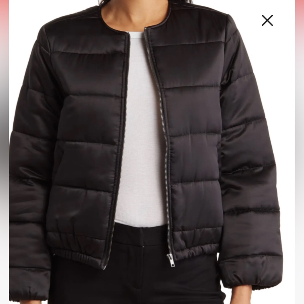 Sanctuary Laila Recycled Polyester Satin Bomber Jacket In Black Noir MEDIUM